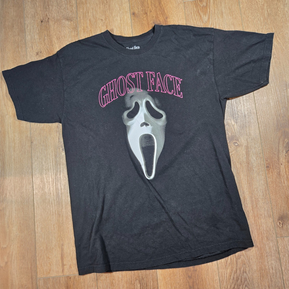 Ghost Face Scream T Shirt Mens L Black Horror Movie Halloween Slasher Graphic T